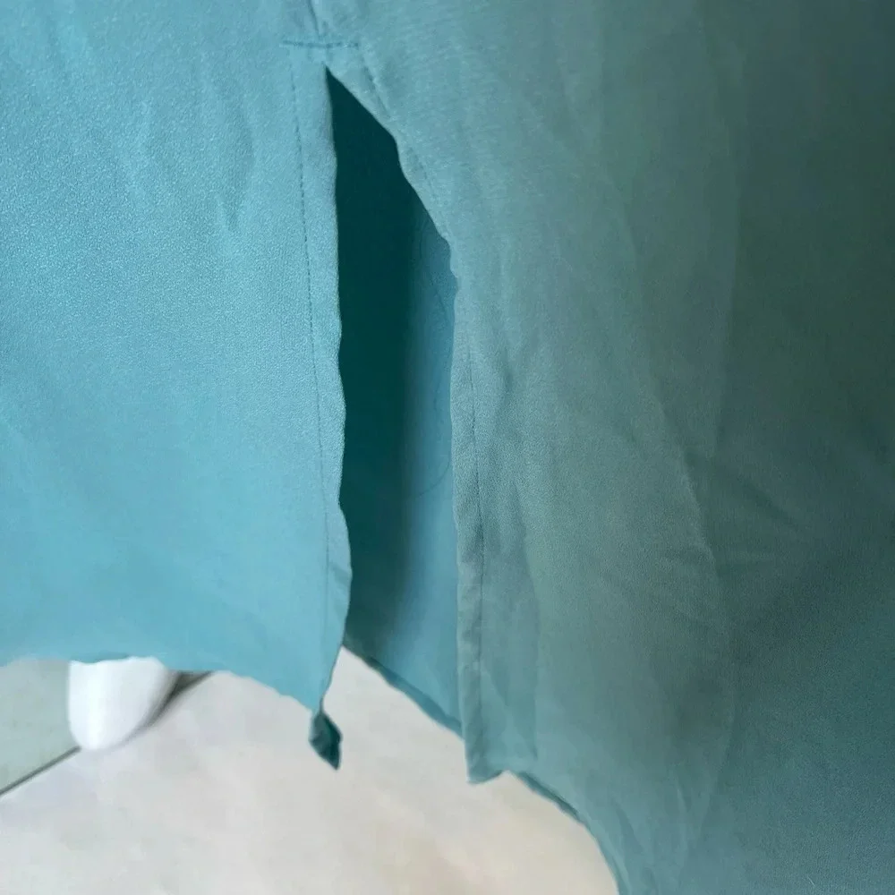 Street One Women's  A-Line Swing Pleated Long Maxi Blue Teal Skirt L NWT - Picture 6 of 8